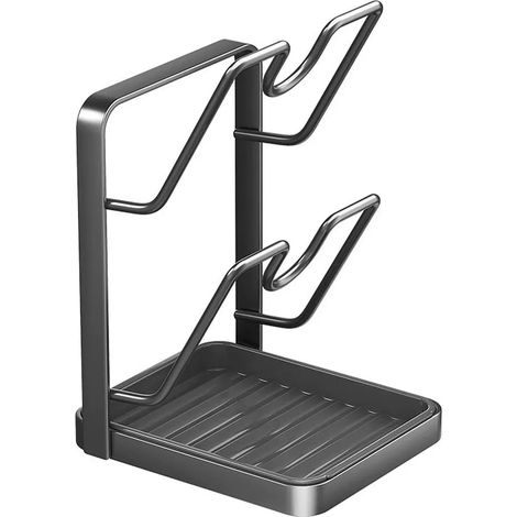 Topfdeckel-Organizer, Küchenregalhalter, 2-in-1-Design, bietet Platz für zwei Deckel, robustes und leichtes Aufbewahrungsregal (1/5)