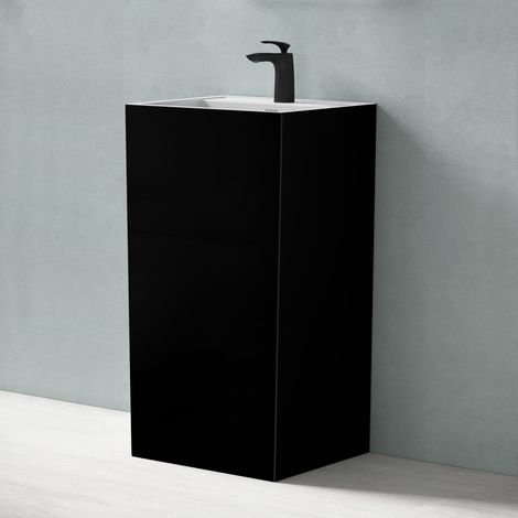 doporro freistehendes Standwaschbecken BTH: 50x42x90cm Col134, innnen weiß+außen schwarz, aus Gussmarmor Waschtisch Waschplatz Standsäule (1/5)