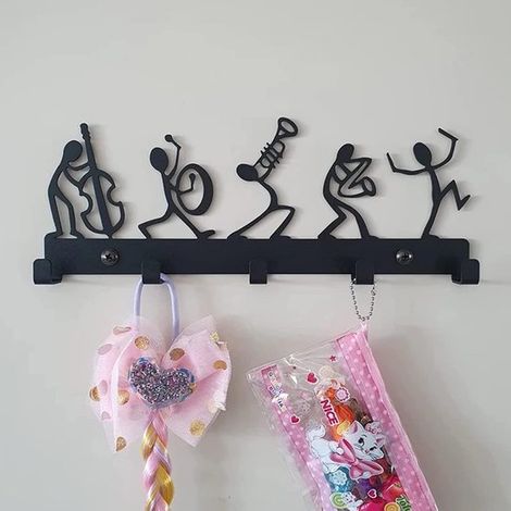 Soporte para llaves，Soporte de pared para llaves，Armario para llaves，5 ganchos，Tablero para llaves，Negro (1/4)