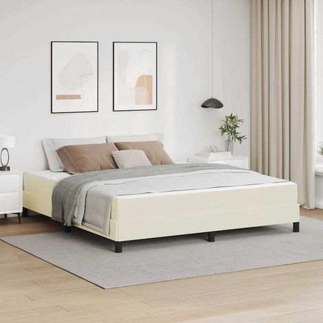 Bettrahmen mit Matratze Creme 180 x 200 cm Stoff
