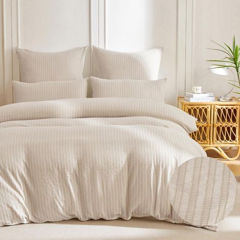 Ensemble de literie 220x240 Coton Jacquard Oeko-TEX Beige 3 pièces