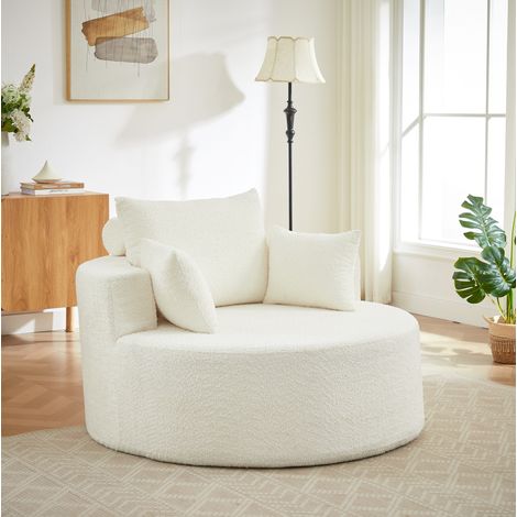 Poltrona singola 0 cm beige in ciniglia con design modulare senza montaggio (1/5)