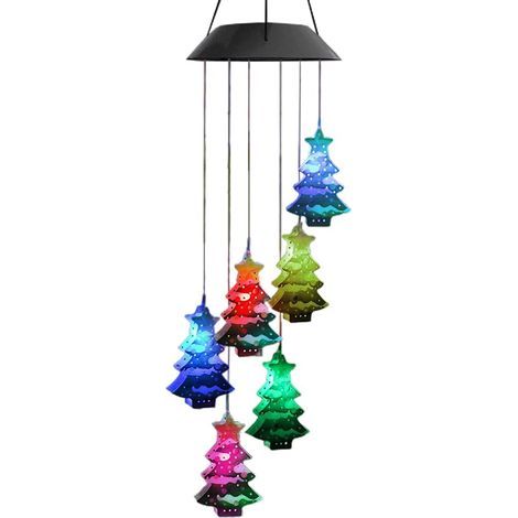 Solarbetriebenes Windspiel, Weihnachtsbeleuchtung, wasserdicht, LED-Windspiel mit Farbwechsel für Terrasse, Garten und Zuhause (2) (1/5)
