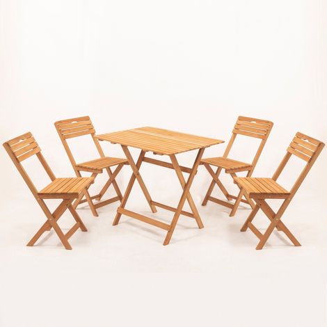 Ensemble table et 4 chaises de jardin Lukas Hêtre massif Naturel (1/5)