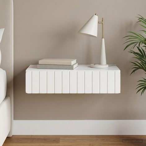 vidaXL Table d'appoint murale Blanc 87,5 x 34,5 x 17 cm
