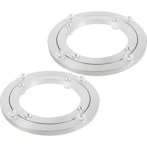 Base Rotative pour Table à Manger en Alliage D'aluminium Argenté avec Roulement Silencieux Lisse, 2 Pièces, Antidérapante, Cuisine et Placards (1/5)