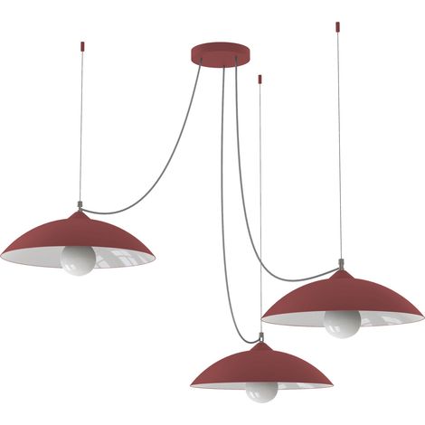 LUMICOM DREAM Sospensione, 3X E27, max 42W, metallo, rosso cowhide/bianco, D.40cm (1/4)