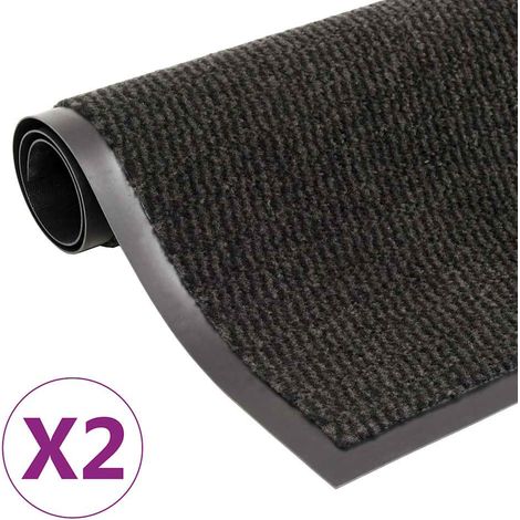 vidaXL Alfombras de entrada rectangulares de nudo 2 uds negro 40x60 cm (1/5)