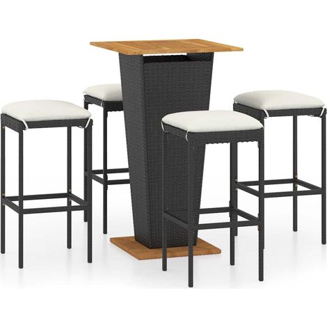 Maison Exclusive - Set da Bar da Giardino 5 pz con Cuscini in Polyrattan Nero (1/5)