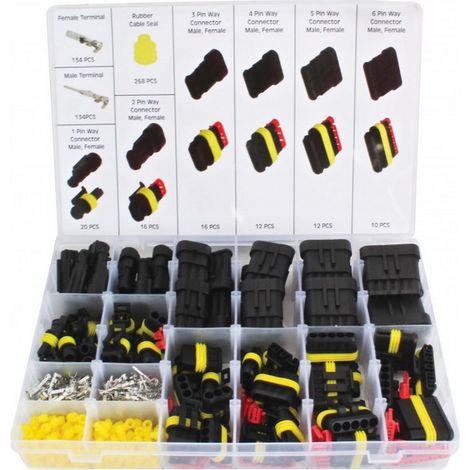 Assortiment de connecteurs etanches type superseal de 1, 2, 3, 4, 5 et 6 broches (1/3)