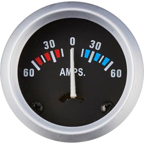 Indicatore amperometro 60 - 60 a dc 12 volt nero diametro mm 57