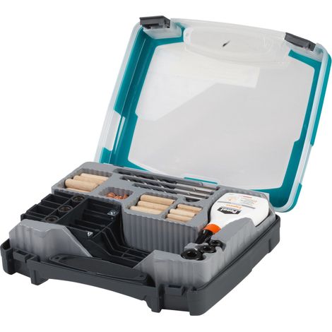 Wolfcraft Sortimentsbox 78 tlg Dübelset Holzdübel inkl. Bohrer und Leim