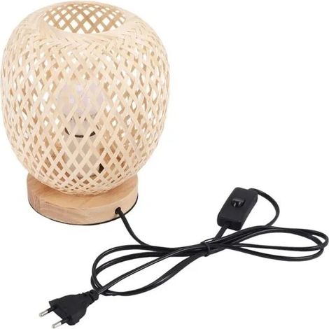 Rotin Lampe de Table Style Japonais Lampe de Chevet Lampe de Bureau Chambre Bricolage DéCoration Prise EuropéEnne ODIPIE (1/4)