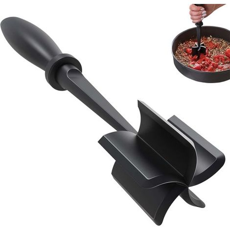 Machacadores de patatas, Máquina para picar carne, Machacador de carne resistente al calor para carne picada, Mezclador, Plástico, Negro (1/5)