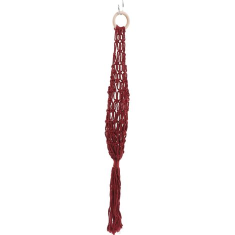 Hamac à fruits suspendu, fixation murale, fait main, panier de rangement portable en corde pour la cuisine, rouge vin (1/5)