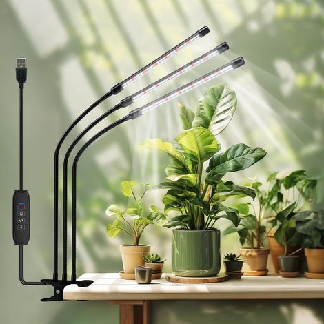 LED-Vollspektrum-Wachstumslampe mit 6000 K für Zimmerpflanzen, dimmbare Gartenbau-Lampe mit Farbregelung (warmweiß/kaltweiß, rot/blau) – ideal für Sukkulenten, Topfpflanzen und Setzlinge – USB-Stromve