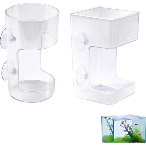 2pcs Plateaux d'alimentation pour Aquarium, Plastique Transparent Ronds et Carrés Mangeoire à Poisson avec 4 Ventouses Accessoires Pratiques pour Aquarium (1/5)