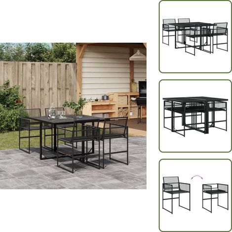 Ratán sintético - vidaXL Juego de comedor de jardín 5 piezas ratán sintético negro - Muebles de exterior