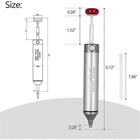 Pompe à dessouder en aluminium anti-obstruction avec forte aspiration et tube en silicone élastique résistant à la chaleur - FFY (1/4)