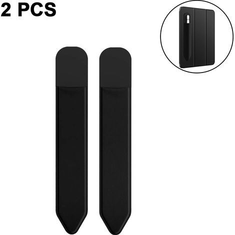 Holder Stylo - 19 x 3 5 Cm - Compatible Apple Pencil 1 Et 2 - PU Cuir Et Lycra - Rose Noir Gris - 2 Pieces (1/5)