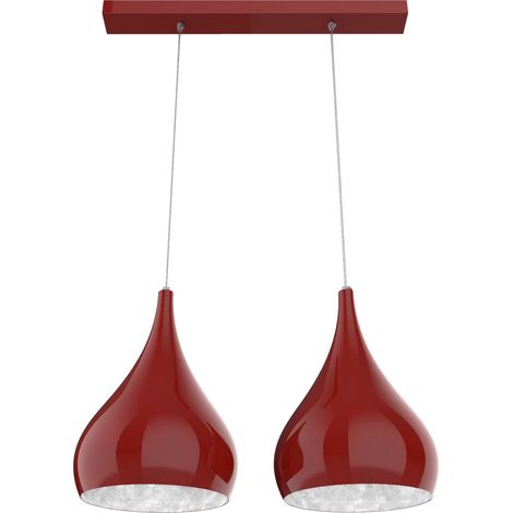 LUMICOM CALICE LINEARE Sospensione, 2x E27, max 42W, metallo, rosso lucido/bianco, Ø 25cm (1/3)