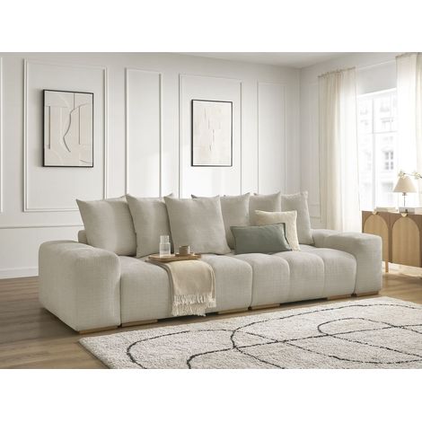 BOBOCHIC - Canapé droit fixe 3 places ANAKIN tissu texturé Beige (1/5)