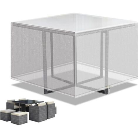 [NON UTILIZZATO] Telo di copertura per mobili da esterno, telo di copertura impermeabile a cubo per mobili da patio, 125x125x71 cm trasparente