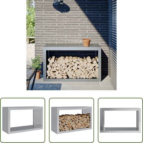 vidaXL Porte-bûches acier galvanisé - Portant de bois de chauffage 100x40x60 cm acier galvanisé (1/5)