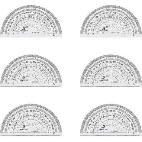 Lot de 10 rapporteurs en plastique transparent, rapporteurs mathématiques à 180 degrés pour la mesure des angles, fournitures scolaires et de bureau pour étudiants.-10.00X5.50X0.02CM (1/3)