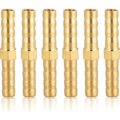 Raccord de Tuyau en Laiton 6mm (1/4"), 6 Pièces, Adaptateurs de Tuyau Durable pour Eau et Gaz