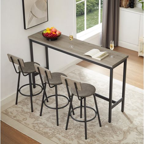 Bartisch-Set 160 x 40 x 95,5 cm mit 3 Hockern, grau und schwarz HAVRYA (1/5)