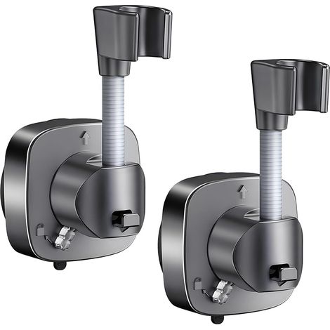 2 Pcs Suction Shower Head Holder Replacement,360° Rotation Shower Head Holder No Drilling with Hook,Adjustable Universal Bathroom Hose Bracket for Bathroom Pool Balcony Use(Gun Gray) (1/5)