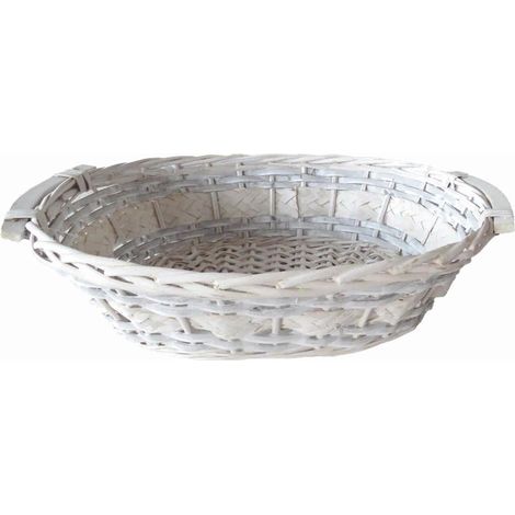 Cesto ovale in vimini bianco da confezionamento, 52/49x39x13 cm (kit da 5)