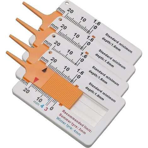 Jauge de profondeur de sculpture en 4 pièces, plage de mesure de 0 à 20 mm, outil de mesure de profondeur réglable pour compartiment moto (orange) (1/4)