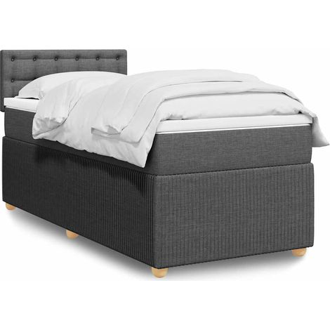 Boxspringbett mit Matratze Dunkelgrau 100x200 cm Stoff