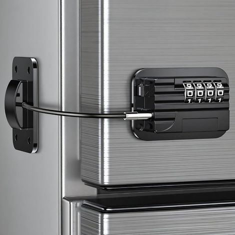 1 Kühlschrankschloss, 4-stelliger Code, kein Bohren erforderlich, selbstklebend, für Schrank, Schublade, Fenster (1/5)