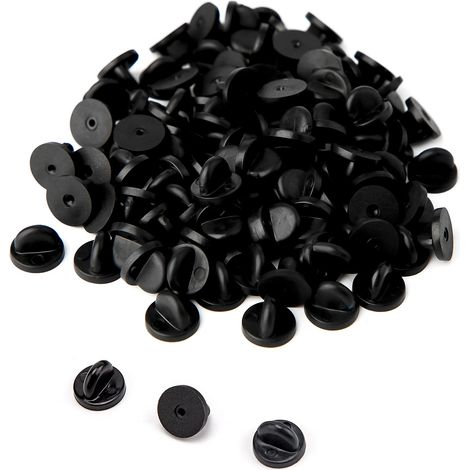 100 pz Sommerfugl Frizione Pin Backstykker Gomma Pin Backstykker Sostituzione Uniform Lock Pin Backstykker Tie Pins Holdere (Nero 1,14 cm Diametro)