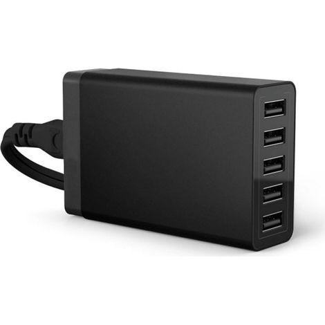 Chargeur Multi-USB 40W À 5 Ports for Téléphone Portable, Dispositif De Charge Intelligent, Station d'accueil, Adaptateur Universel Sécurité Rapide(Black) (1/5)