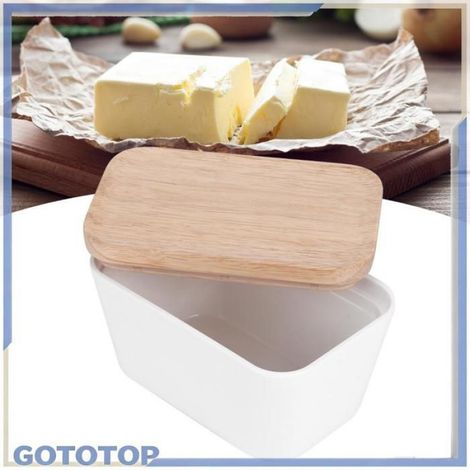 Beurrier - Boîte À Beurre En Mélamine Avec Couvercle En Hêtre Et Couteau À Beurre - Pour Cuisine Maison Ou Professionnelle - 1 Pièce (1/5)