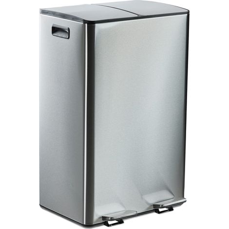 Cubo de basura de cocina de 30 l con doble compartimento y pedal