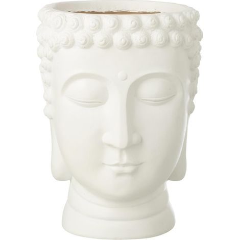 Cache-Pot Tête de Bouddha "Bodhi" 33cm Blanc