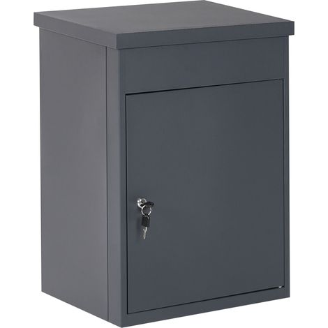 Parcel Box Graphite Grey Galvanised Steel Delivery Locker Key Locked Compartment Outdoor Parcel Drop Box SCALEA (1/5)
