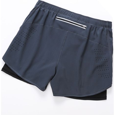 Short de sport pour hommes avec doublure poches 2 en 1 séchage rapide Cycle de course Fitness (1/5)