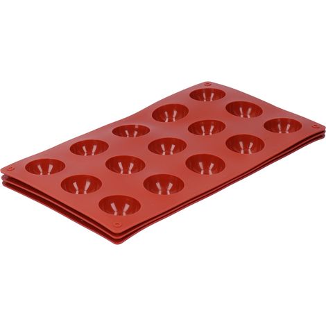 Moule à gâteau 3 pièces, 15 cavités, hémisphérique, en silicone alimentaire, pour chocolat et desserts. (1/5)
