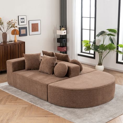 Divano senza struttura rigida completamente compresso, ideale per soggiorno/camera da letto, con struttura a nuvola segmentata, moderno divano modulare, non richiede montaggio, tessuto in ciniglia con (1/5)
