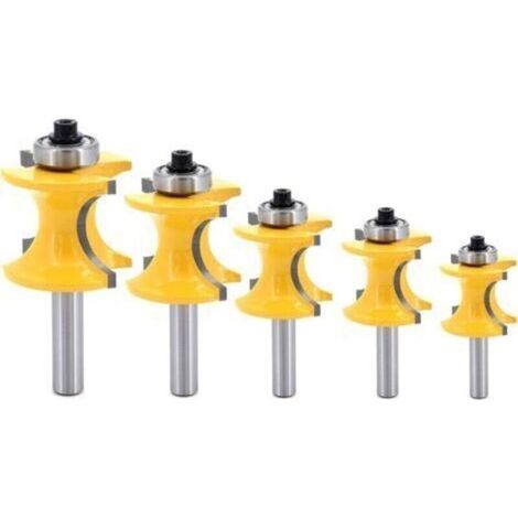 5-teiliger 8-mm-Rundschaftfräser mit Säule, Profilfräser, Holzfräser, Radiusfräser (1/4", 3/8", 1/2", 5/8", 3/4"), Holzbearbeitungswerkzeug