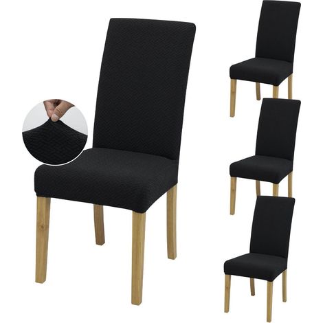 Dehnbarer Stuhlbezug 4er Set, Twill Schwarz, für Esszimmer & Küche (1/5)