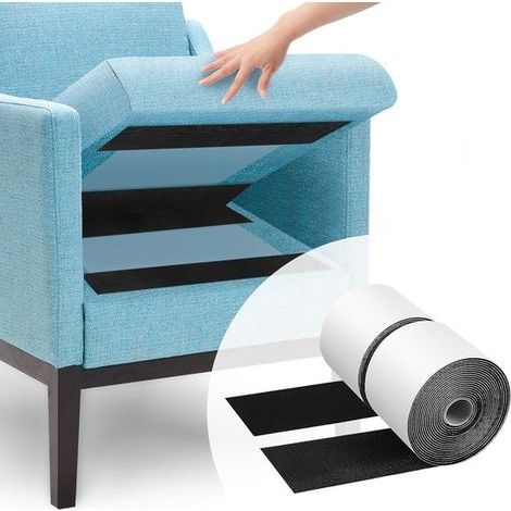 Super Strong Velcro - 10cm5m/ft Black - Prevents sofa cushions from shifting outdoors or being blown away by the wind - Suitable for hanging paintings on the wall, can be installed without drilling, a (1/5)