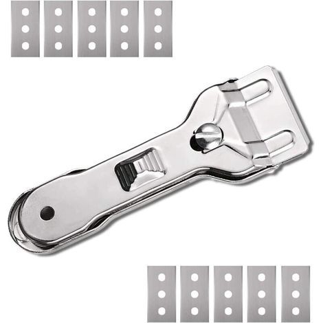 Grattoir en Céramique Double Tranchant avec Lame de Rechange pour Nettoyer Poêles, Vitres et Surfaces Céramiques (1/4)
