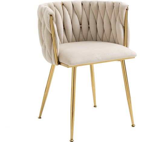 (Old SKU:W1880109477)Modernes luxuriöses Samt-Esszimmerstuhl-Set mit goldenen Metallbeinen, elegantem handgewebtem Design und weichen Kissen für Esszimmer, Wohnzimmer und Schlafzimmer (2er-Set) (1/5)